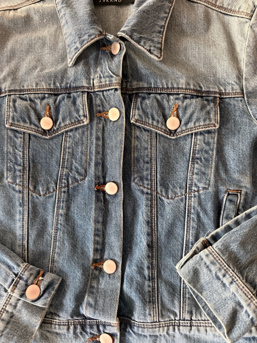 J Brand Harlow Denim Jacket Hydra Wash Blue Stretch Trucker Utility Size S - Picture 4 of 9